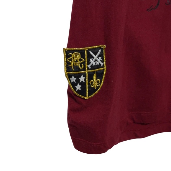 Rocawear Womens Vintage Tshirt with Ruched Sides Patches Studs - Picture 2 of 8